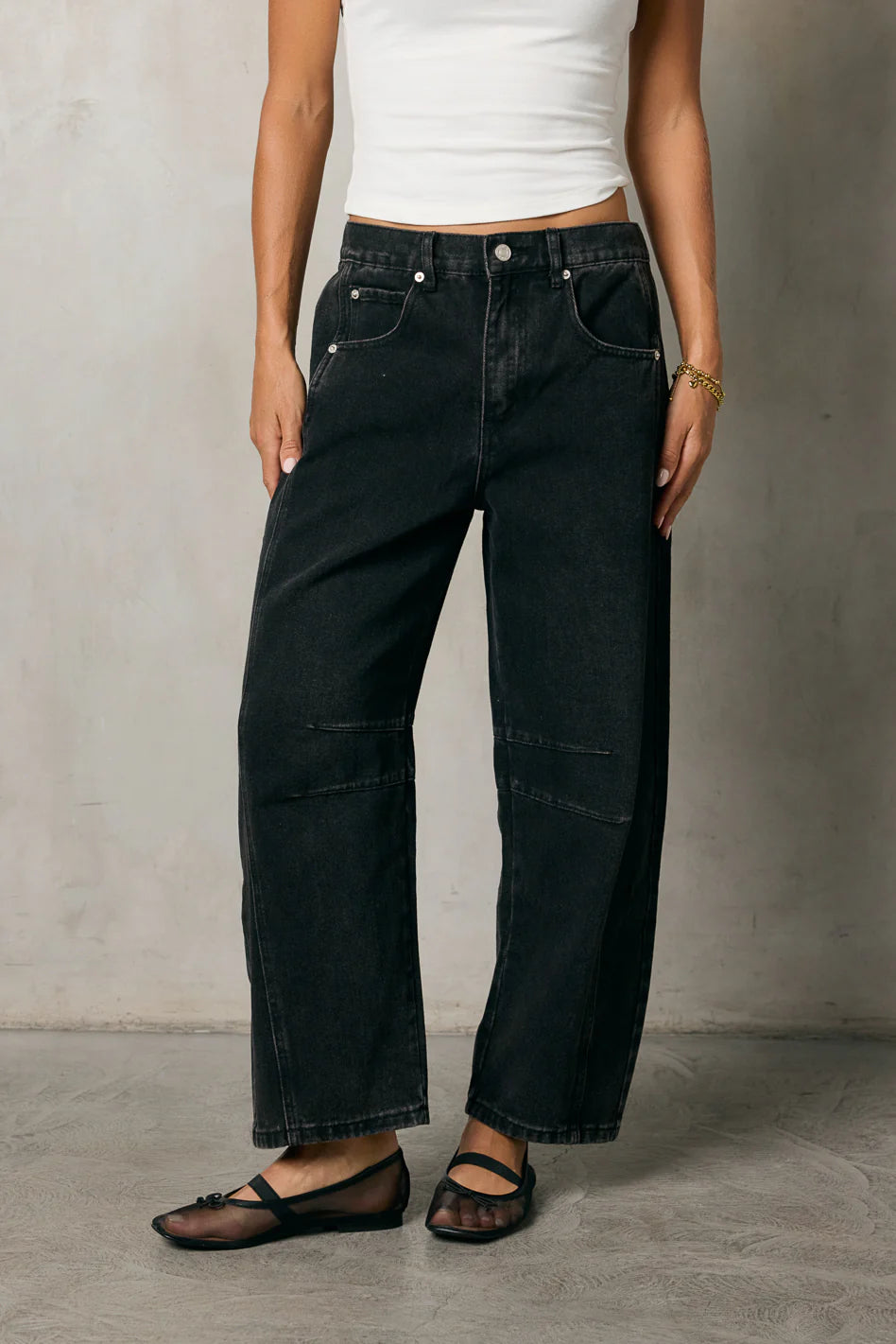 Lisette Barrel Jeans in Black FINAL SALE