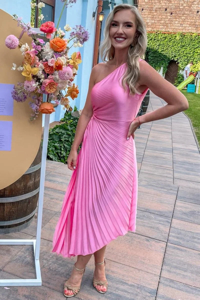 One Shoulder Cutout High Low Bridesmaid Dress