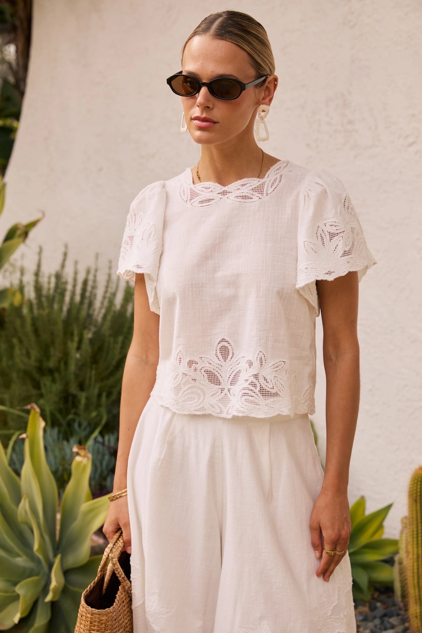 Molly Embroidered Top in White