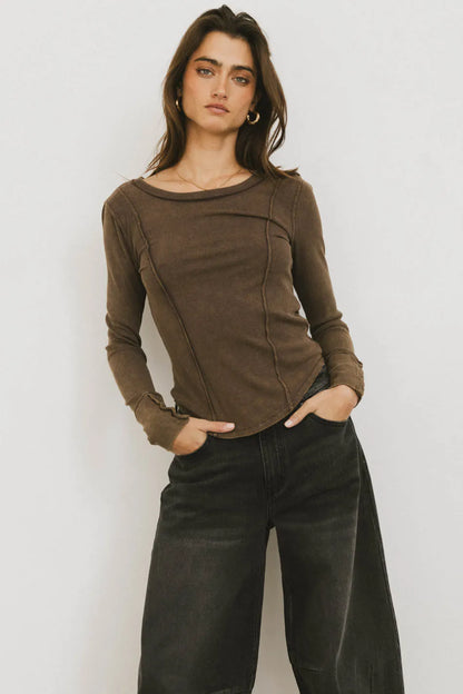 Sailor Ribbed Top in Brown FINAL SALE