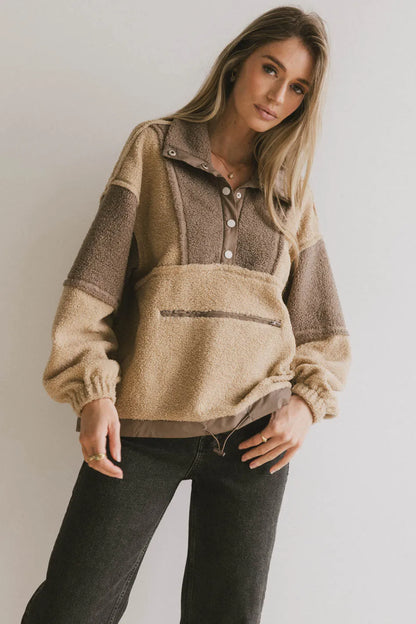 Indra Quarter Zip in Taupe FINAL SALE