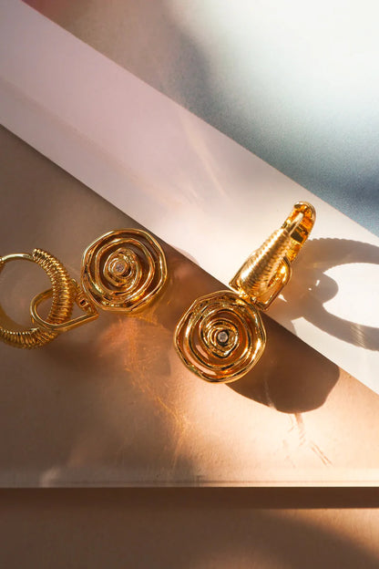 LUV AJ Rosette Coil Charm Hoops