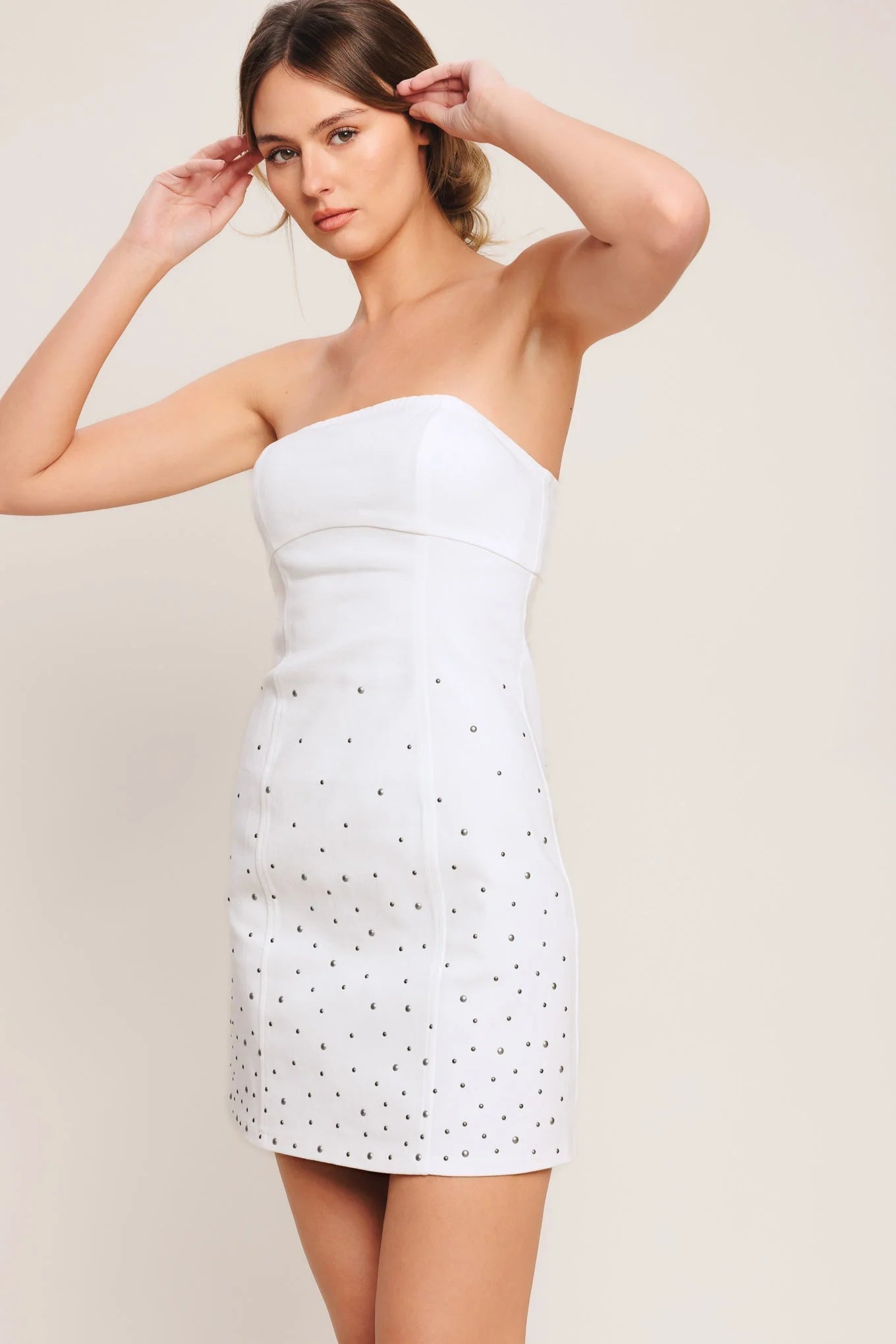 CITY TO COAST WHITE DENIM MINI DRESS