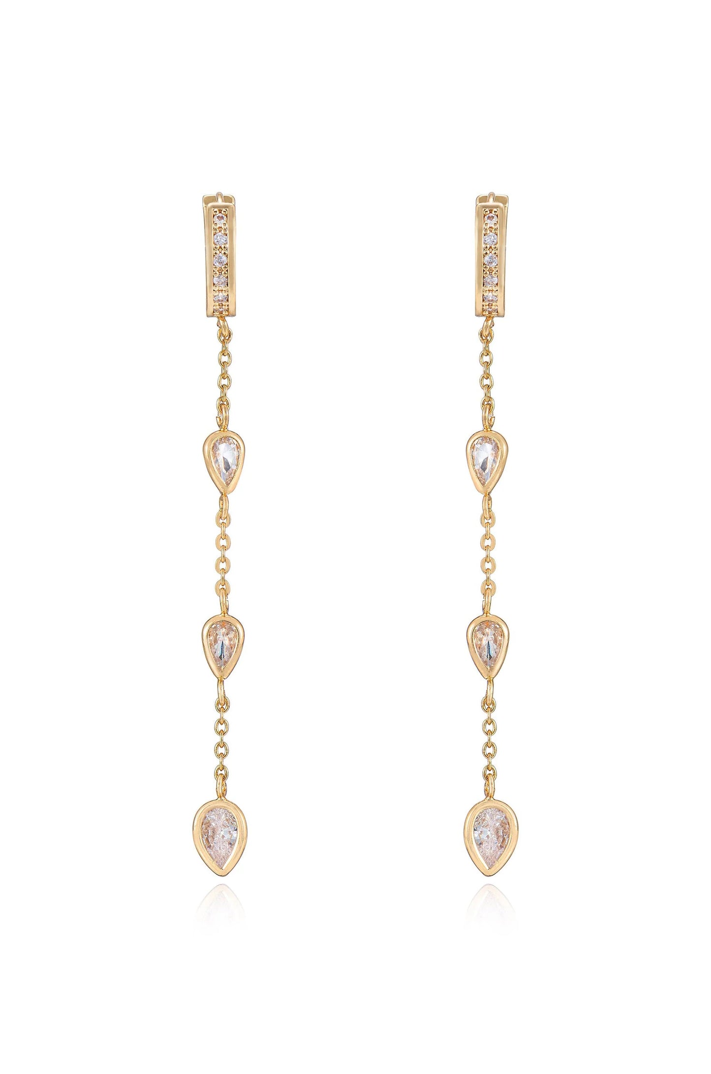 Bezel Crystal Huggie Hoop Dangle Earrings
