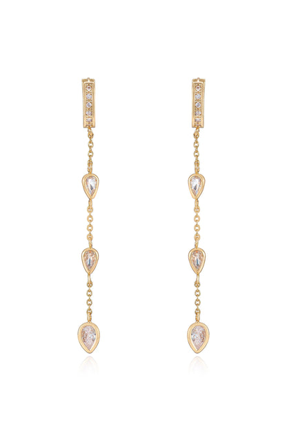 Bezel Crystal Huggie Hoop Dangle Earrings