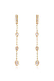Bezel Crystal Huggie Hoop Dangle Earrings