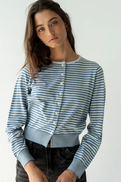 Edesse Striped Cardigan in Blue