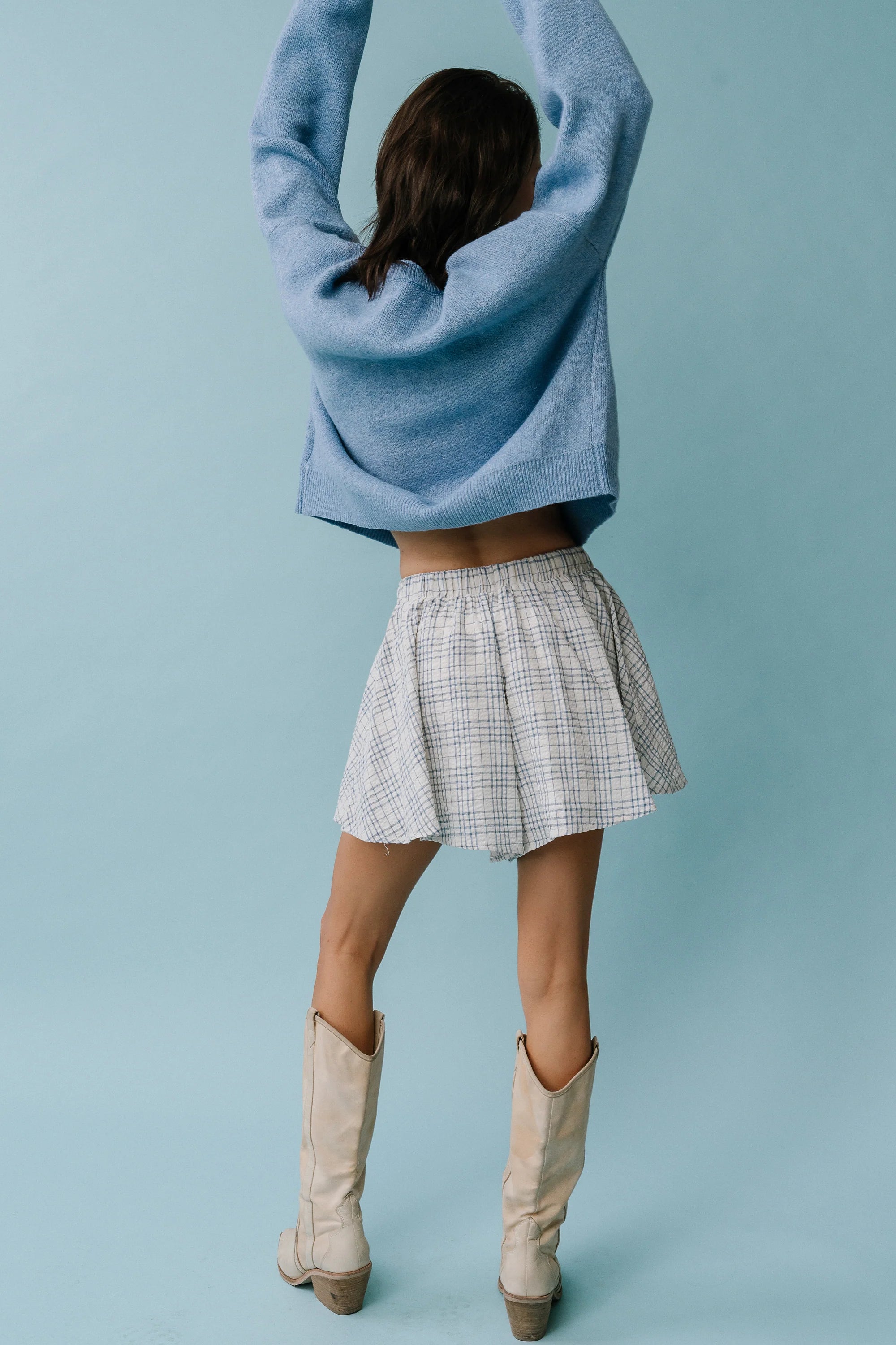 Katherine Plaid Shorts in Blue