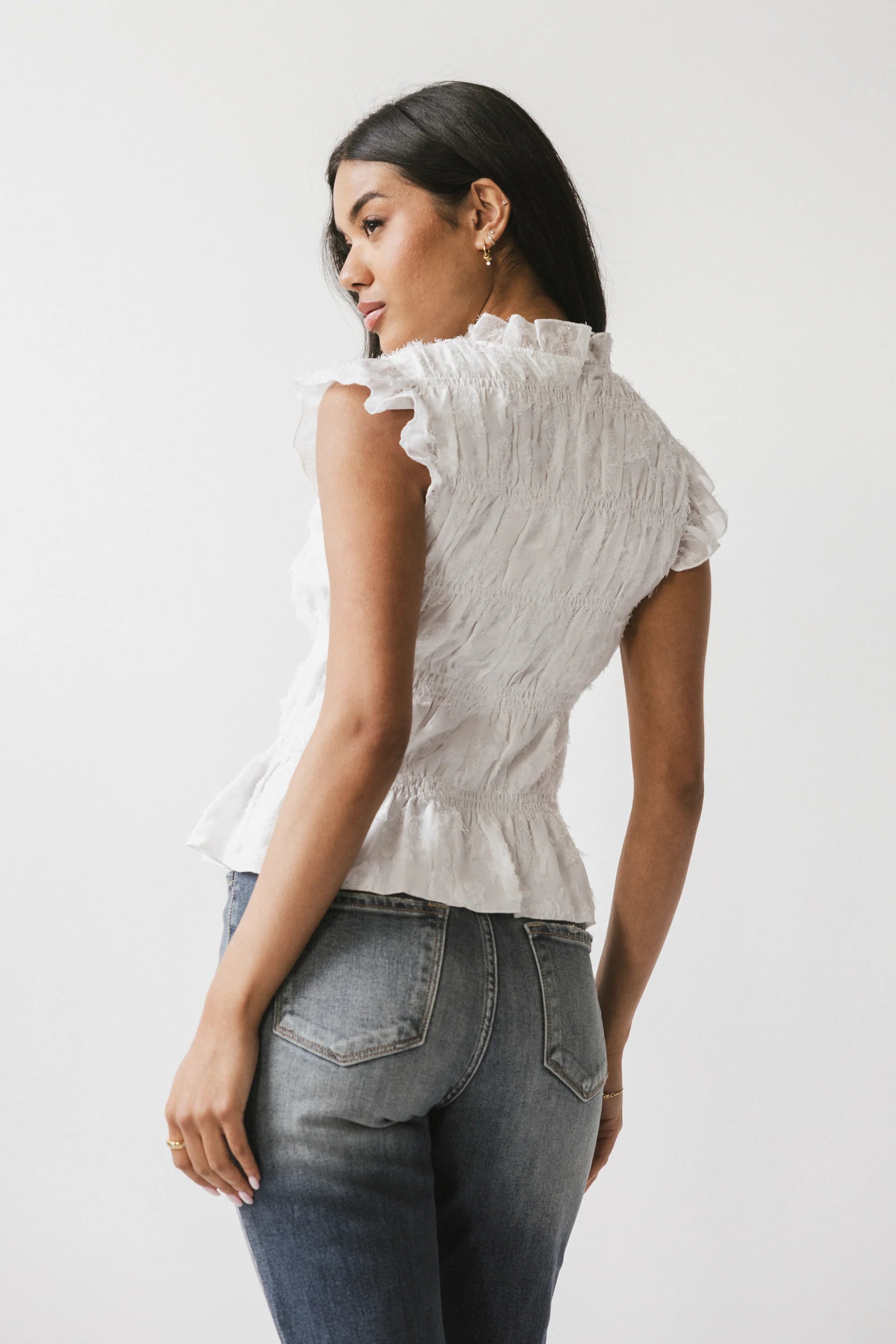 Rodney Smocked Blouse in Cream