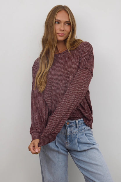Tate Knit Sweater in Burgundy