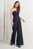 LE BONHEUR V CUT VOW DENIM JUMPSUIT FINAL SALE