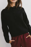 Meli Button Front Knit Sweater in Black FINAL SALE