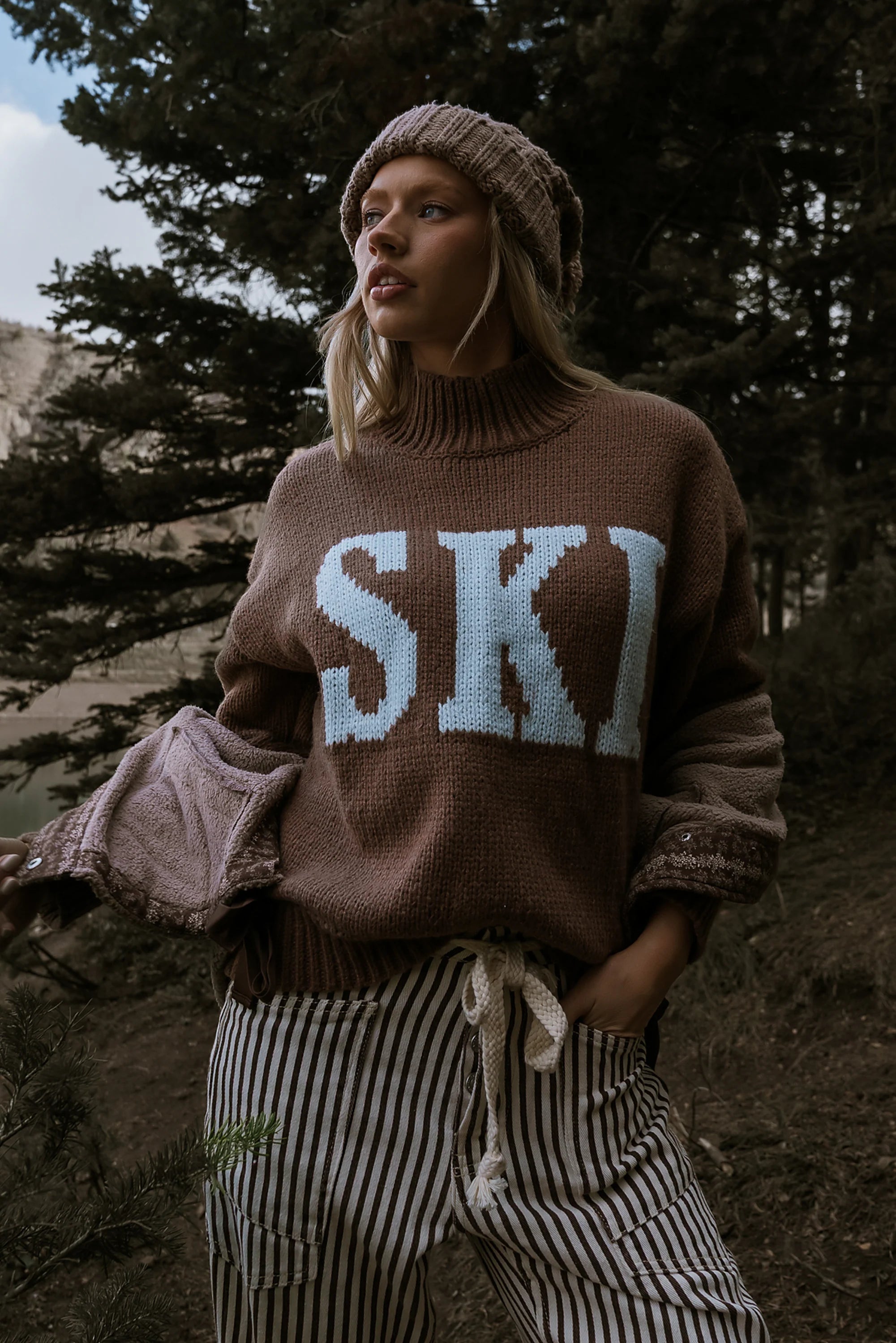 Ski Knit Sweater in Brown FINAL SALE