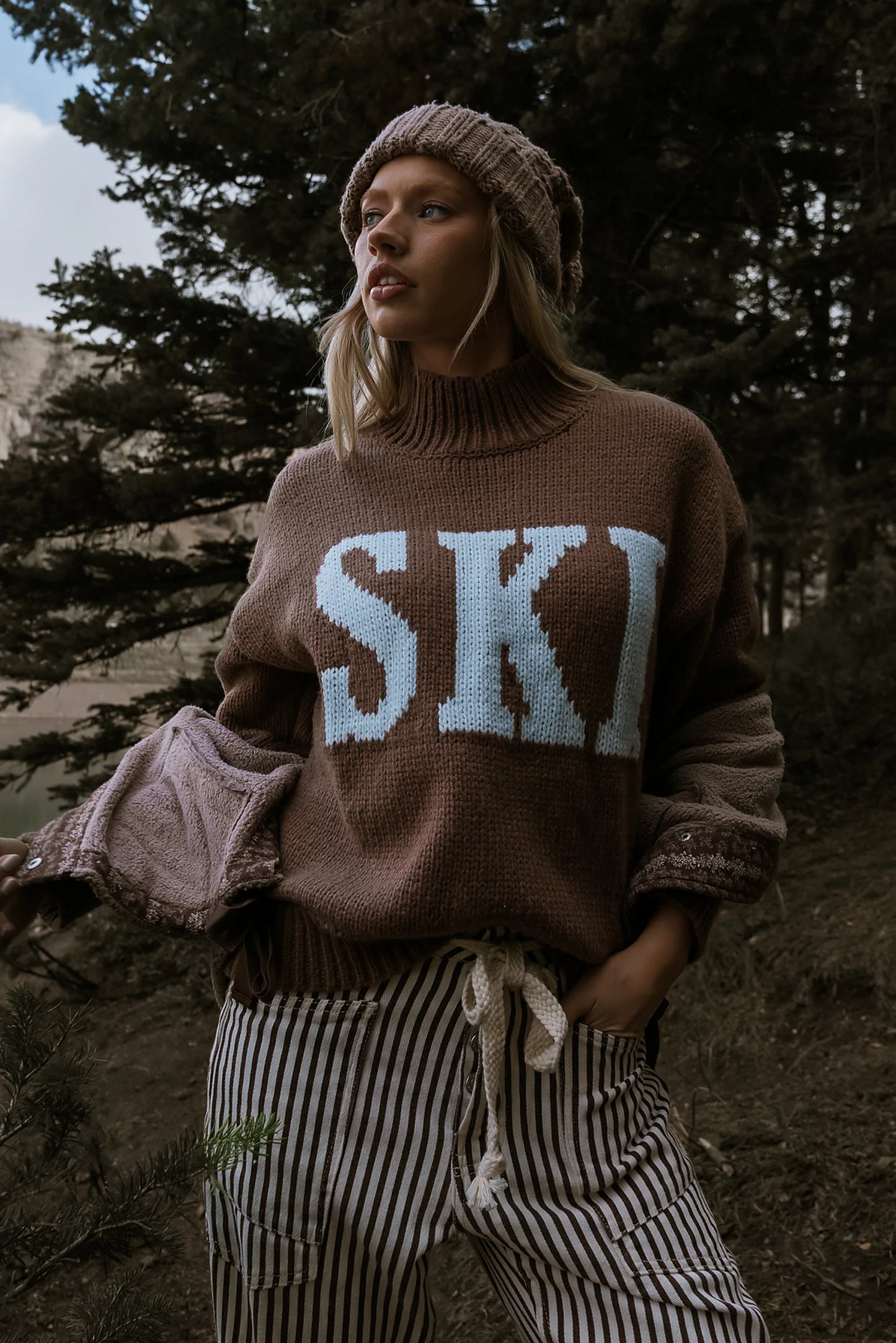 Ski Knit Sweater in Brown FINAL SALE