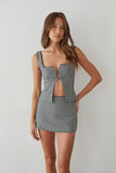 Olive Button Up Gingham Top