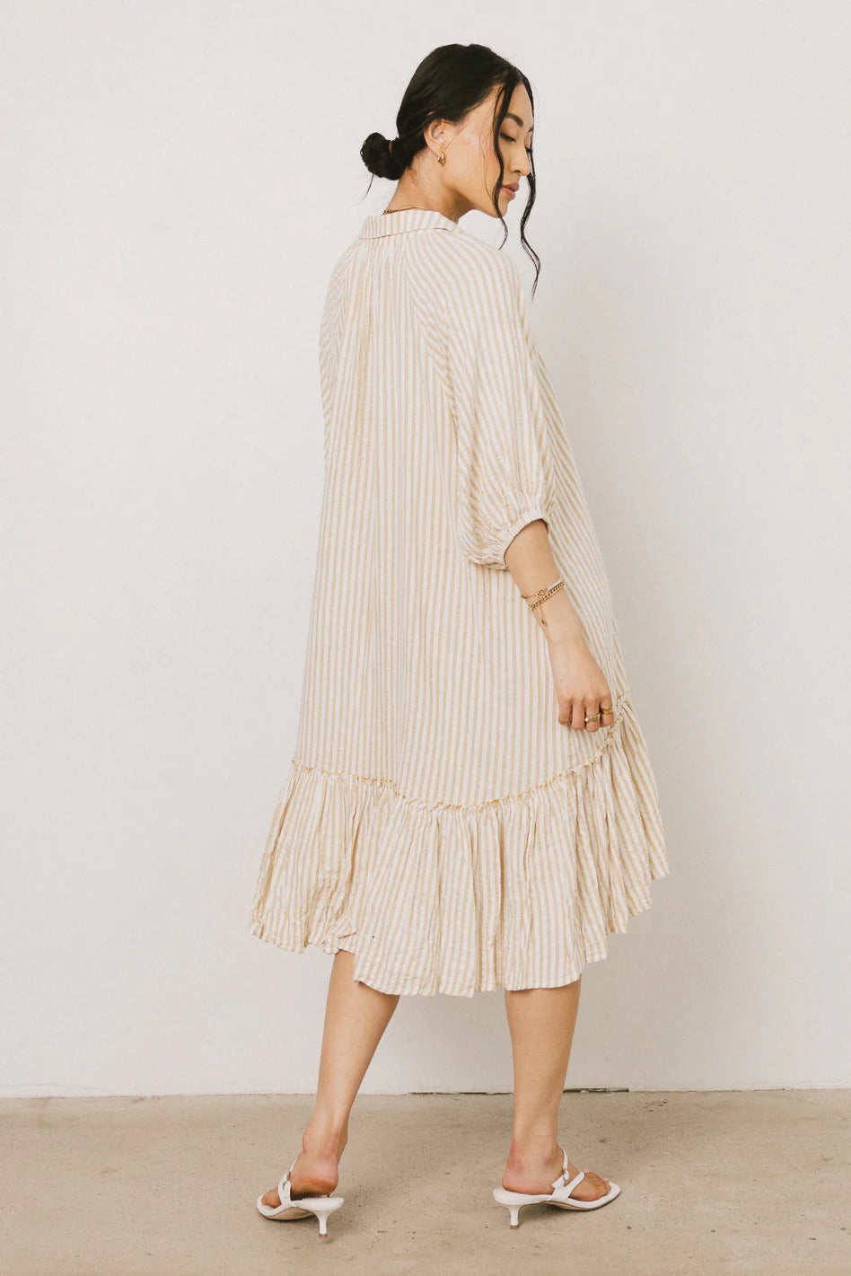 Theo Striped Midi Dress in Mustard FINAL SALE