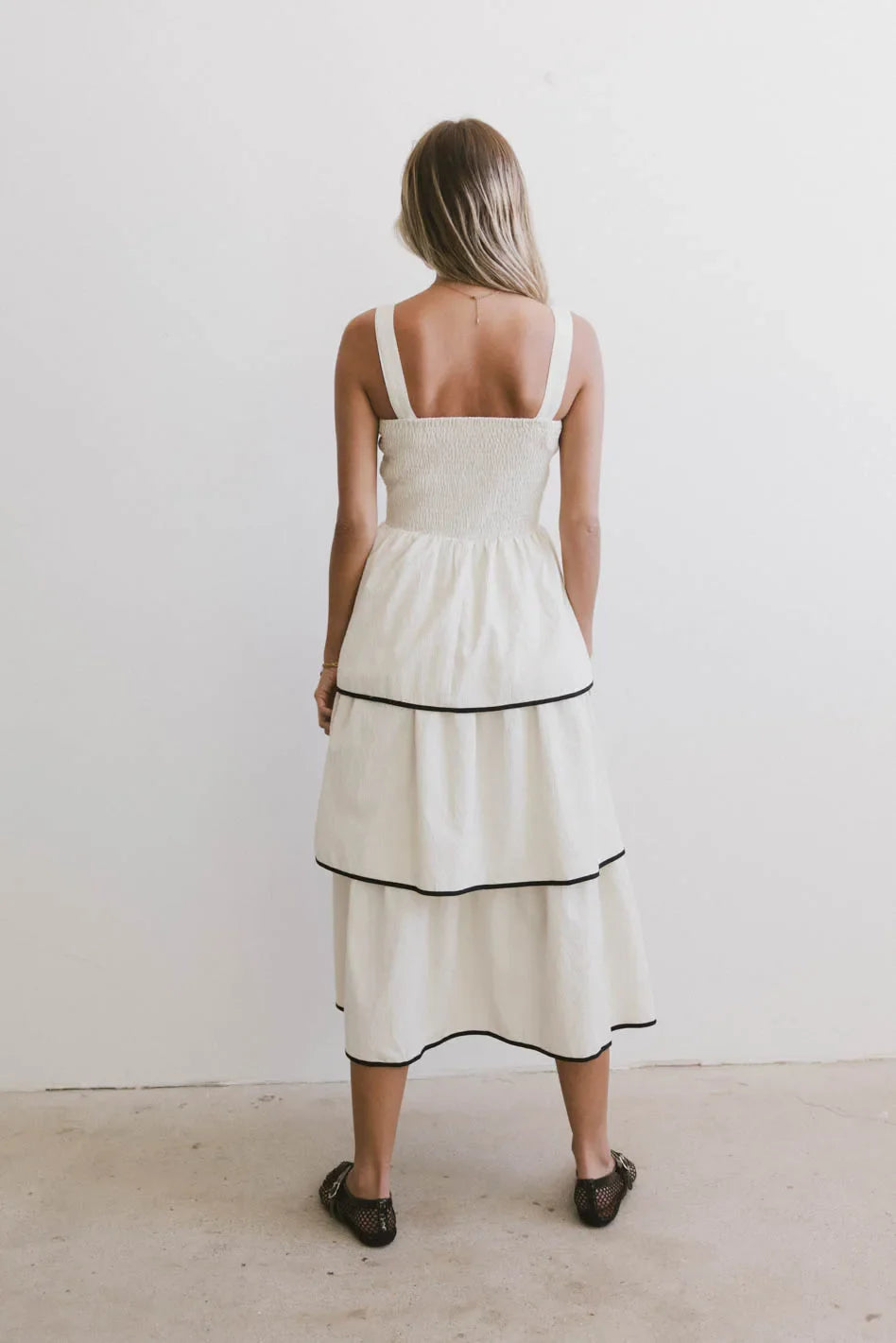 Liza Contrast Trim Dress in Cream FINAL SALE