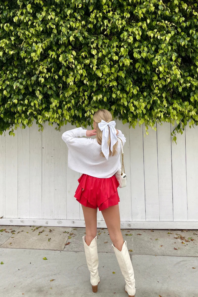 Piper Faux Leather Ruffle Shorts