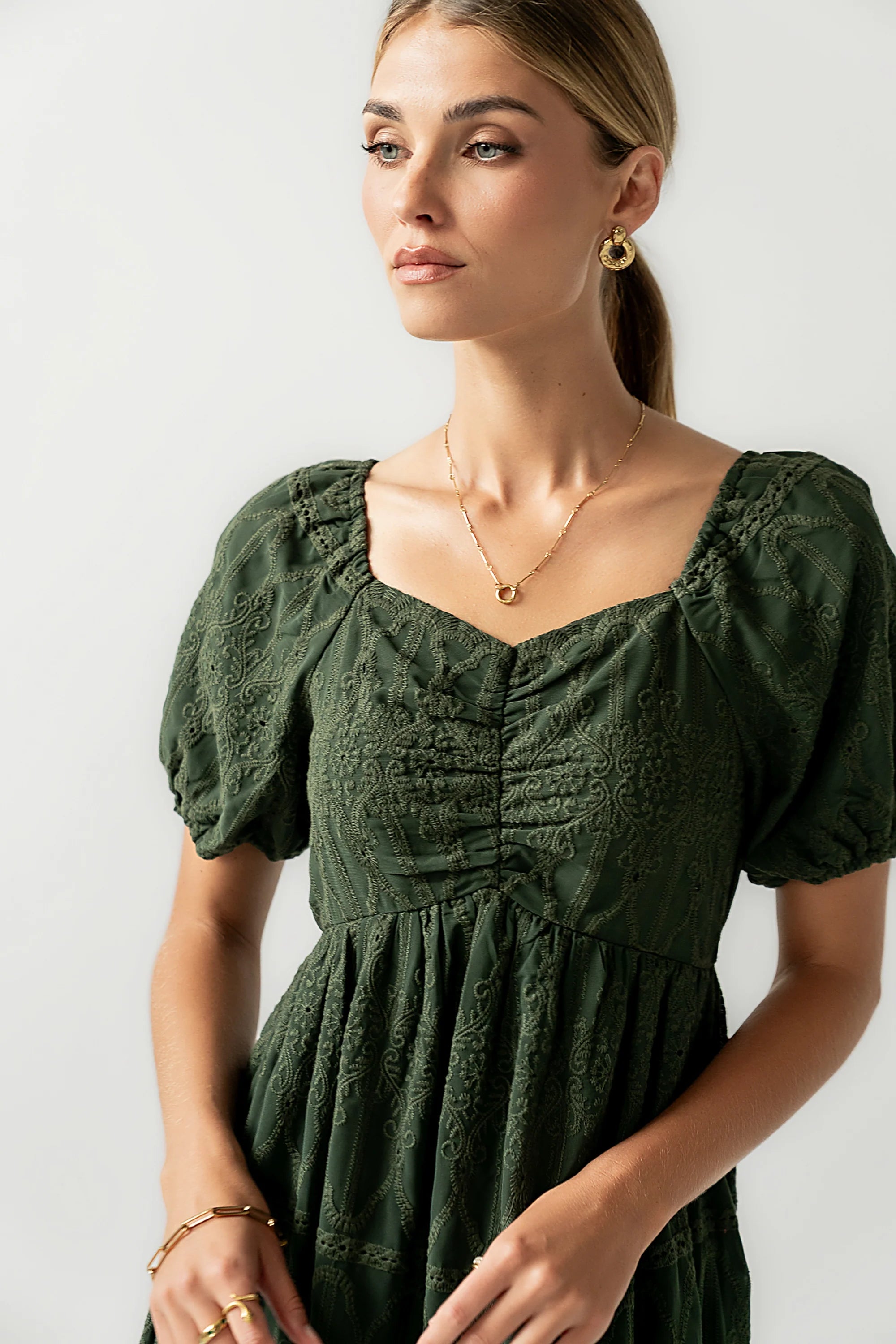 Luca Embroidered Maxi Dress in Hunter Green FINAL SALE