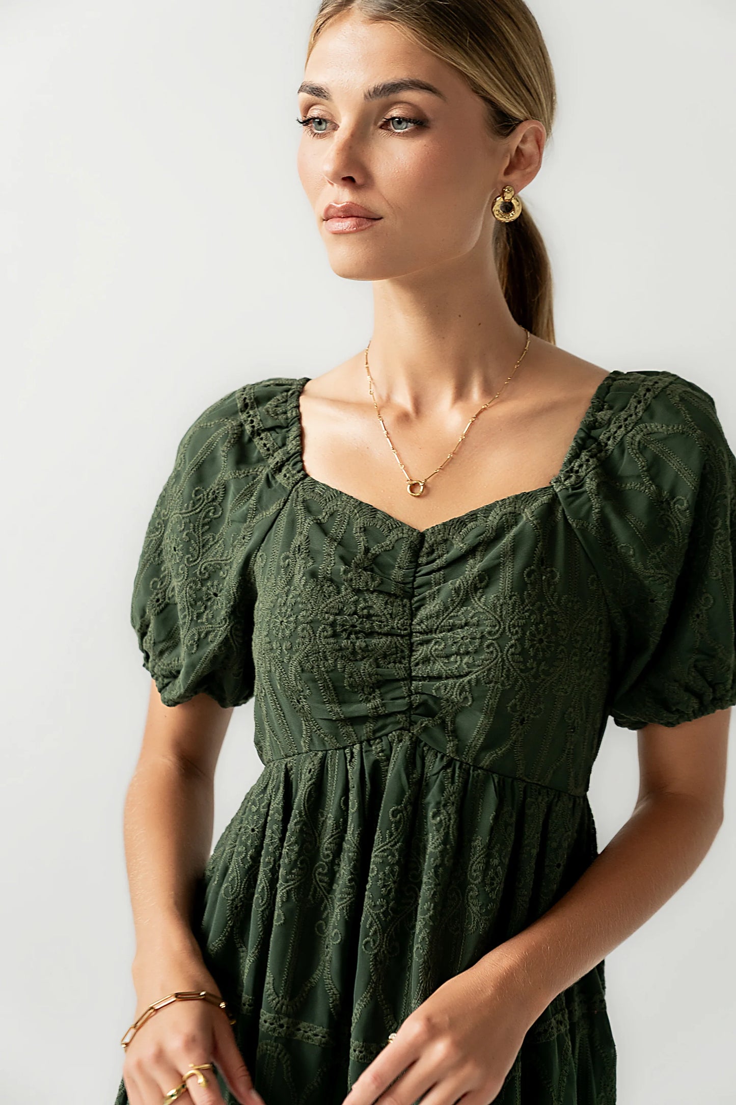 Luca Embroidered Maxi Dress in Hunter Green FINAL SALE