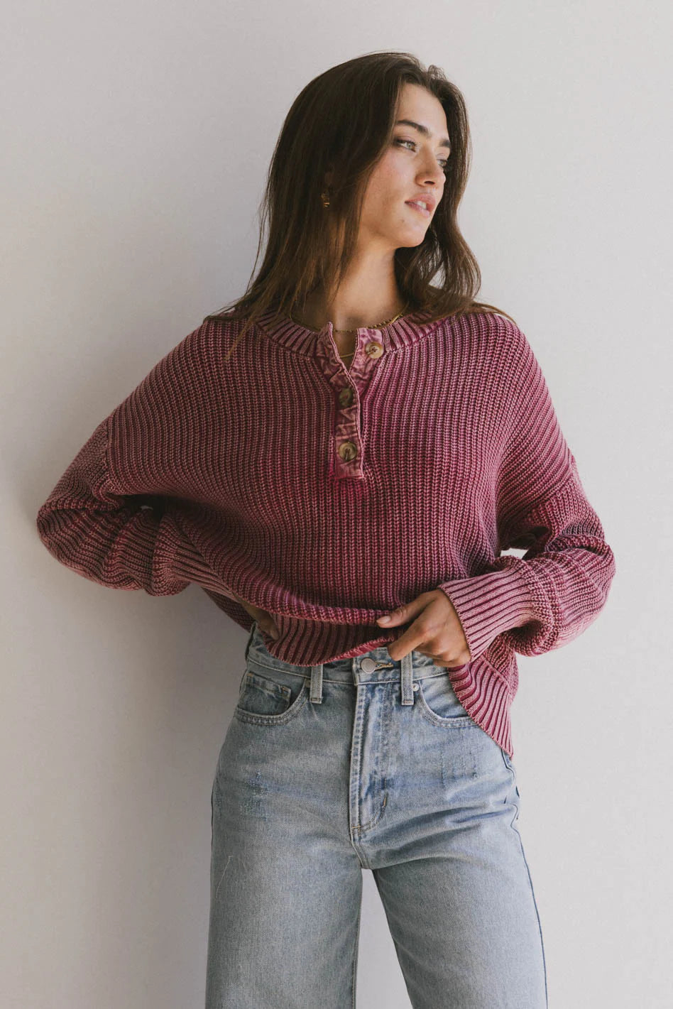 Inda Henly Sweater in Burgundy FINAL SALE