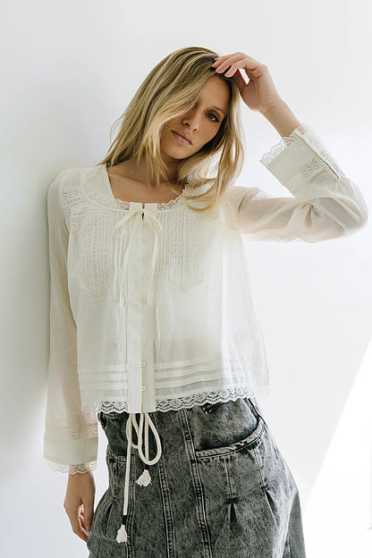 Taylor Sheer Blouse in Ivory FINAL SALE