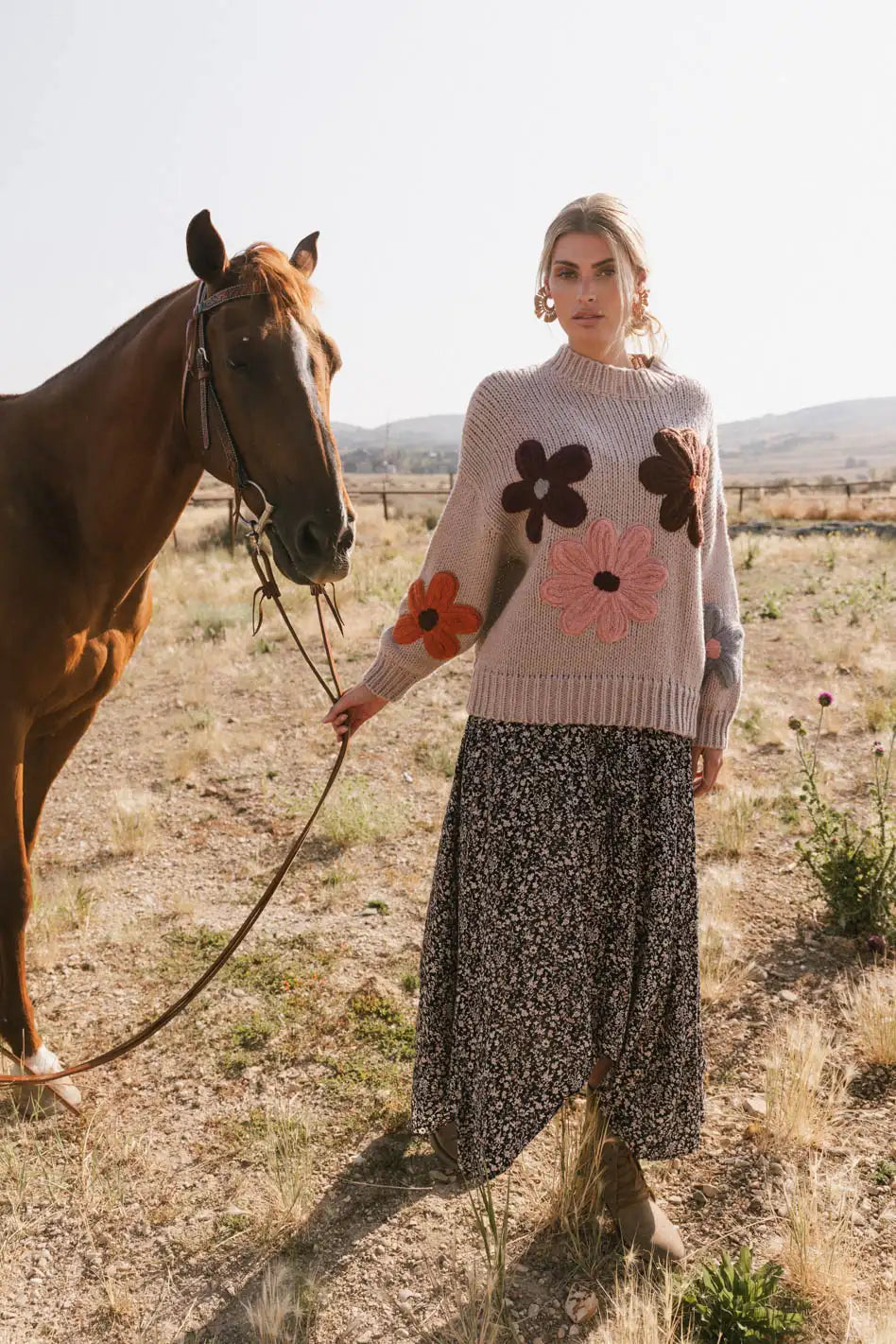 Hartley Floral Sweater in Mocha FINAL SALE