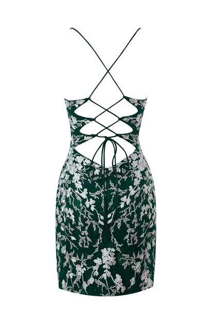 Sheath Short Spaghetti Straps Lace Homecoming Dress