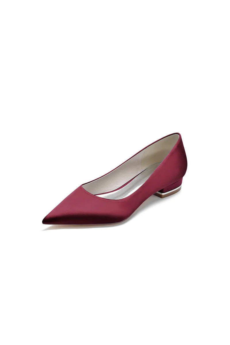 Simple Pointed Toe Satin Low Heels