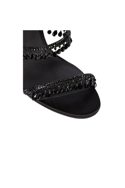 Open Toe Ankle Wrap Beaded Crystal Stiletto Heels