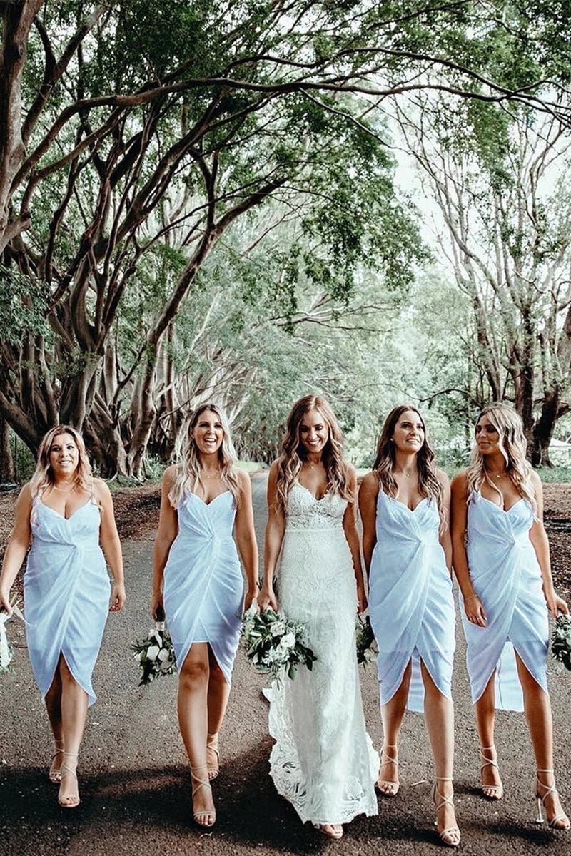 Cheap Sheath Bridesmaid Dresses Chiffon Short Gowns