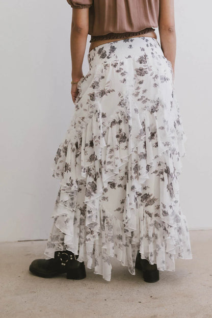 Emerson Ruffled Maxi Skirt in White FINAL SALE