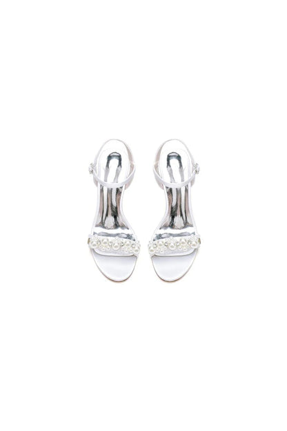 Open Toe Pearl Stiletto Heels
