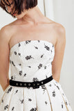 BLACK ROSE STRAPLESS MIDI DRESS