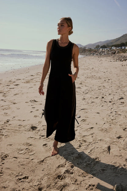 Tristan Knit Jumpsuit in Charcoal