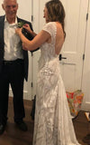 Bohemian Mermaid Bateau Neck Floor length Lace Wedding Dress