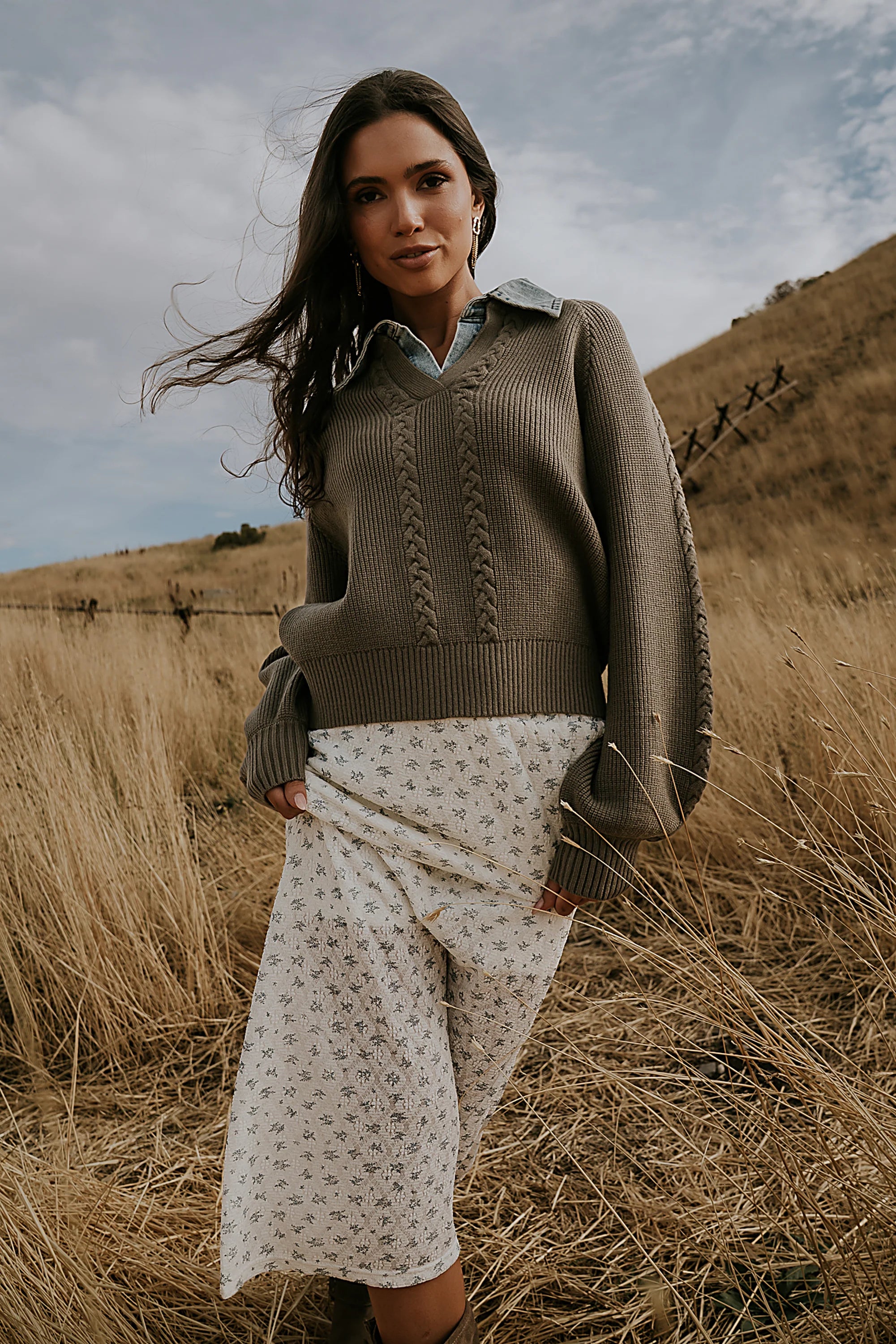 Melissa Contrast Sweater in Olive