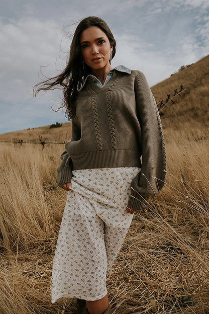 Melissa Contrast Sweater in Olive