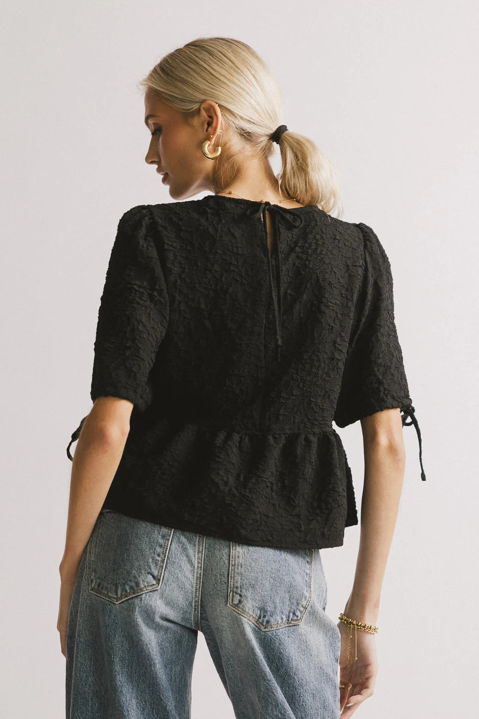 Alessia Peplum Top in Black