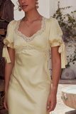 Amanda Lace Trim Maxi Dress in Butter Yellow