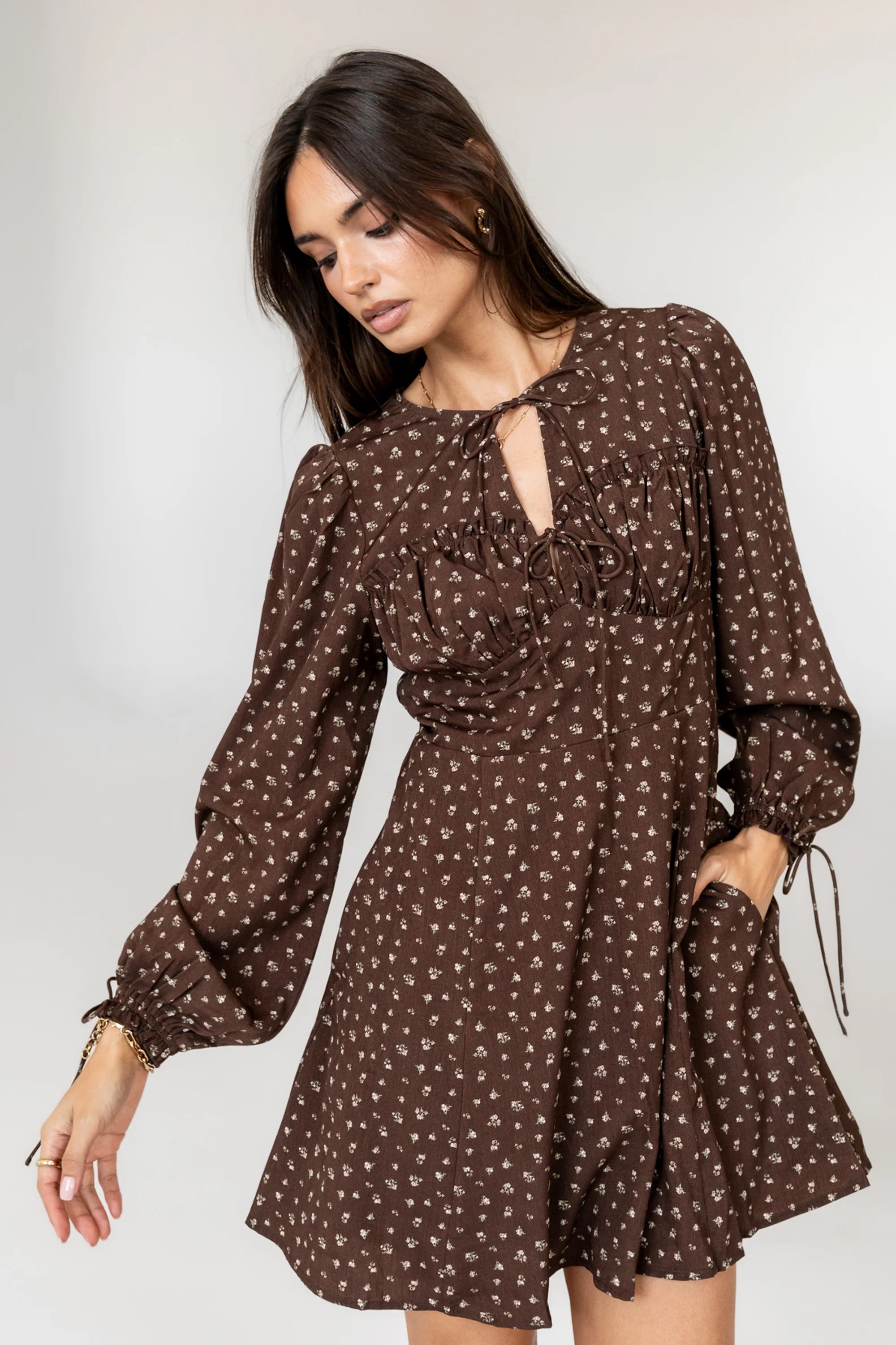 Myles Floral Mini Dress in Burgundy FINAL SALE