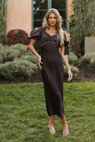 Amanda Lace Trim Maxi Dress in Brown