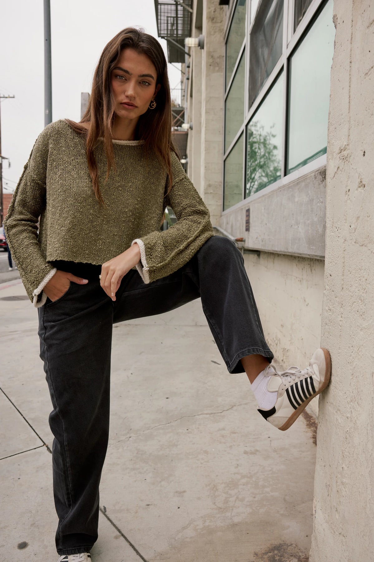 Robin Knit Sweater in Olive FINAL SALE
