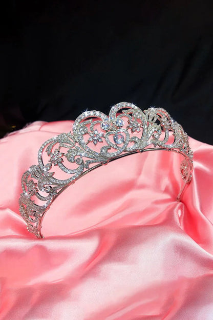 Silver Rheinstone Rhodium plated Princess Tiara