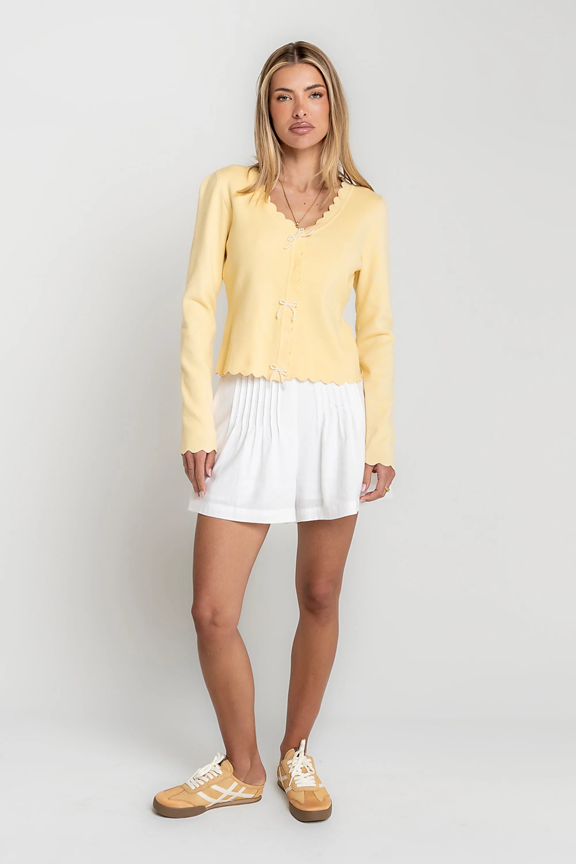 Suzy Scalloped Sweater in Yellow