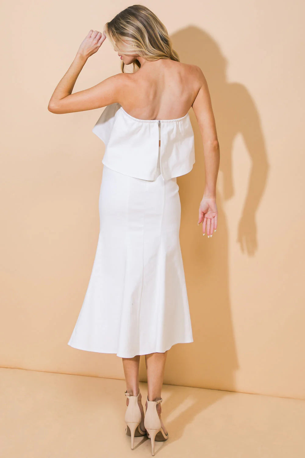 SUNSET STROLL WHITE CROP TOP SKIRT SET