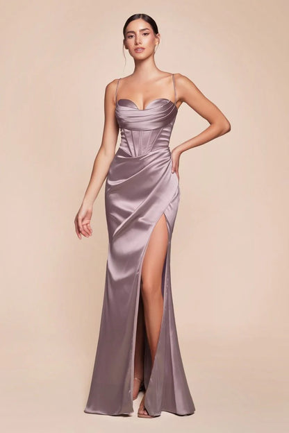 YVETTE GOWN LUXE SATIN CORSET DRESS