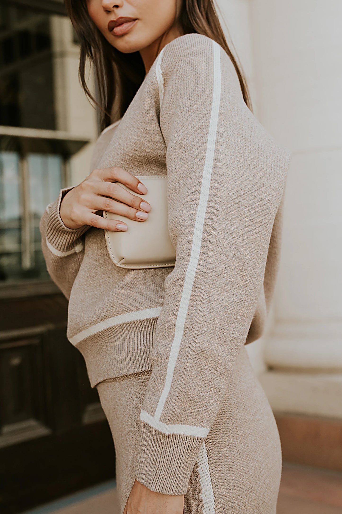 Kenna Contrast Sweater in Oatmeal
