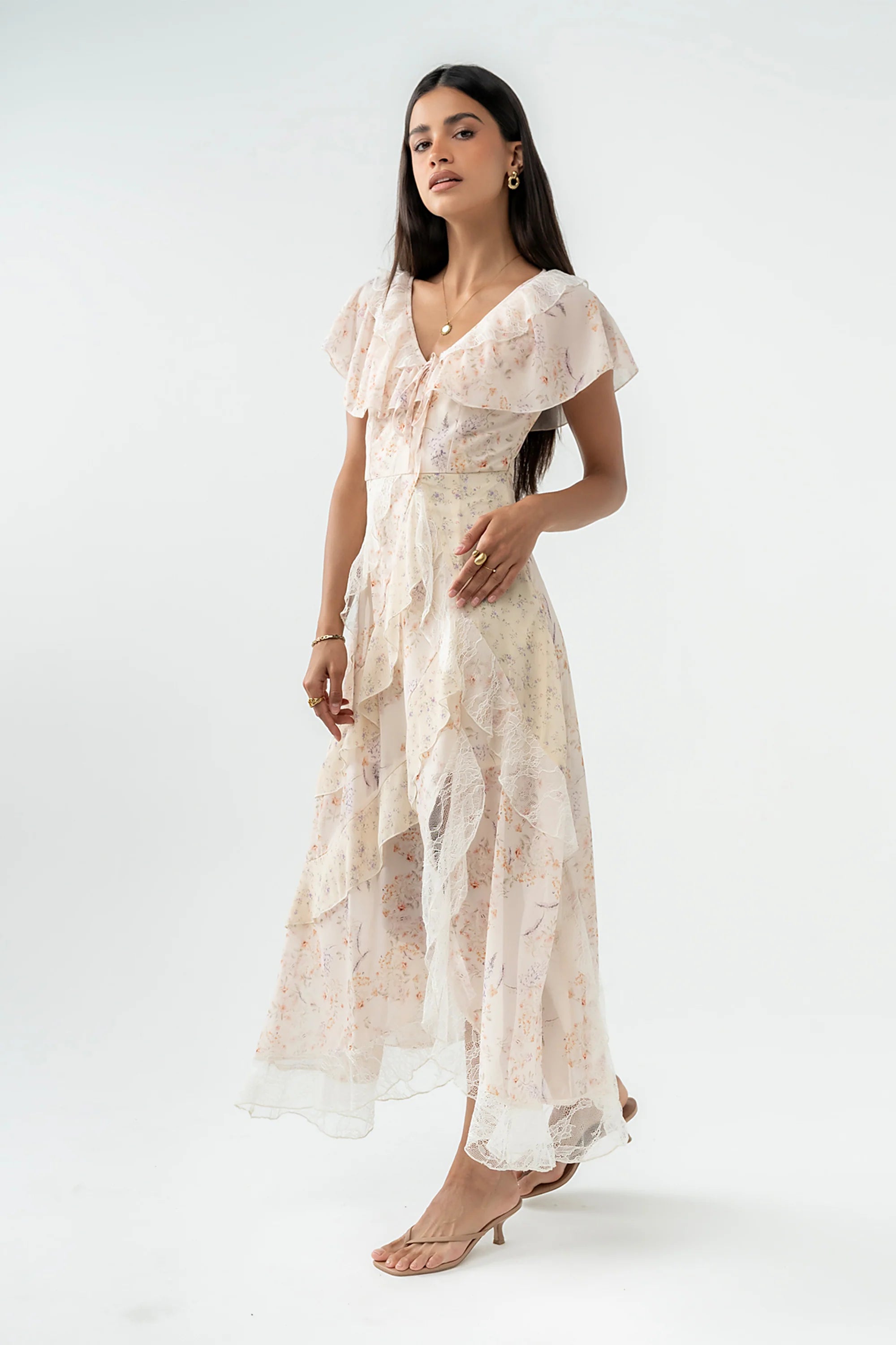 Kora Ruffle Maxi Dress in Yellow