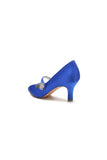 Round Toe Crystal Buckle Strap Chunky Heels